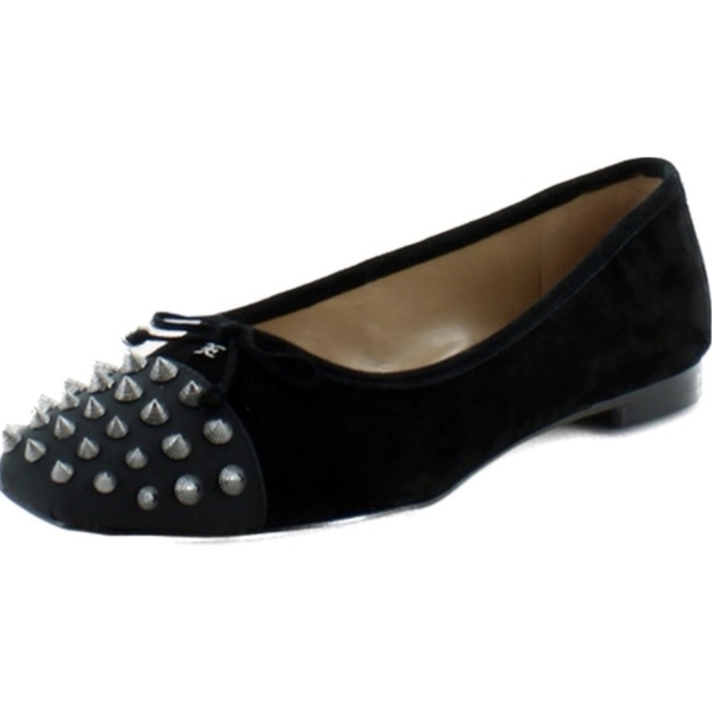 Sam Edelman Monet Ballet Flat black suede with silver-tone conical studs Size 6